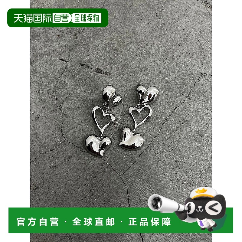 1h可退 日本直邮EMODA 女士三心连缀设计感耳环 0425509547