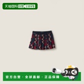 欧洲直邮MIUMIU 缪缪 格子拼接百褶迷你裙短裙