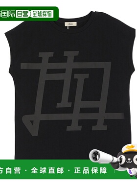 香港直邮HERNO 女士T恤 JG000278D520099393 SS2025 黑色 印花图T