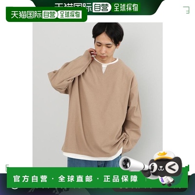 日本直邮BEAMS HEART MEN 仿叠层 格子纹 大尺寸 长袖 T恤 内搭