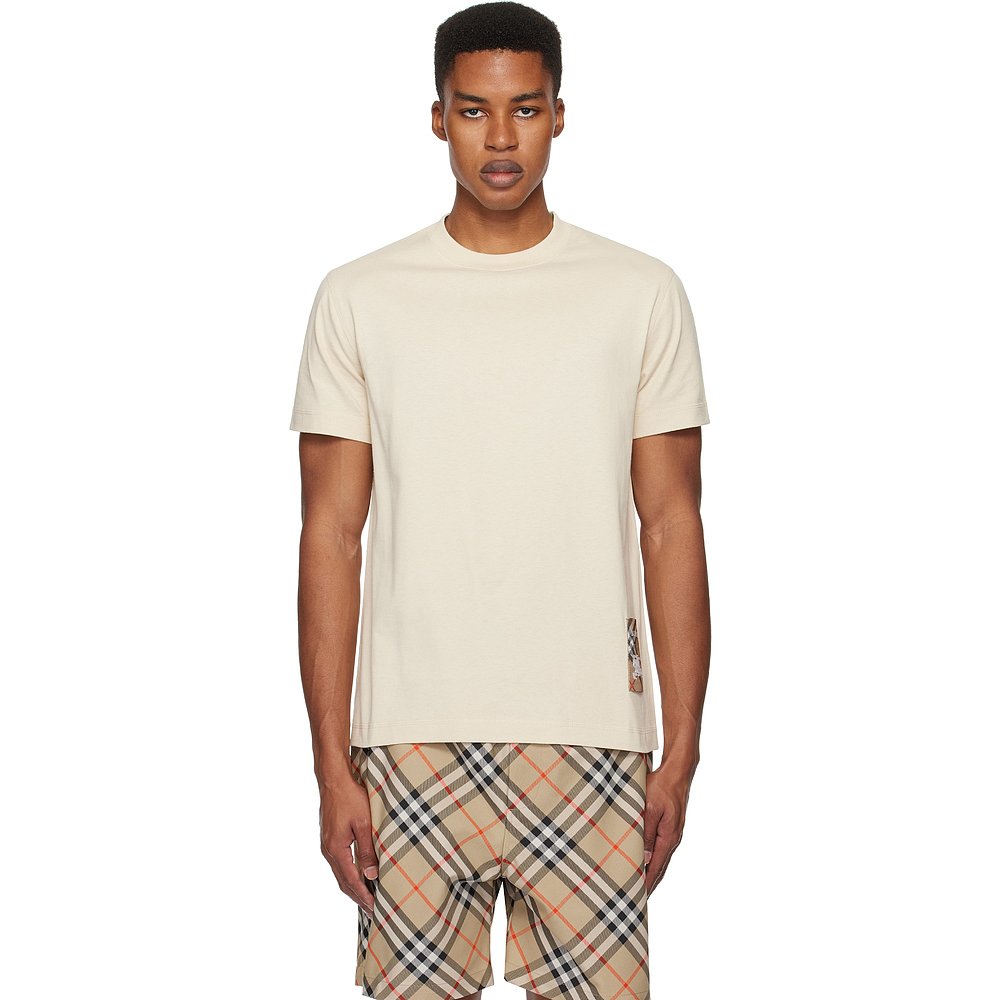 潮奢 Burberry 巴宝莉 男士 米色 Check Label T 恤 8103508