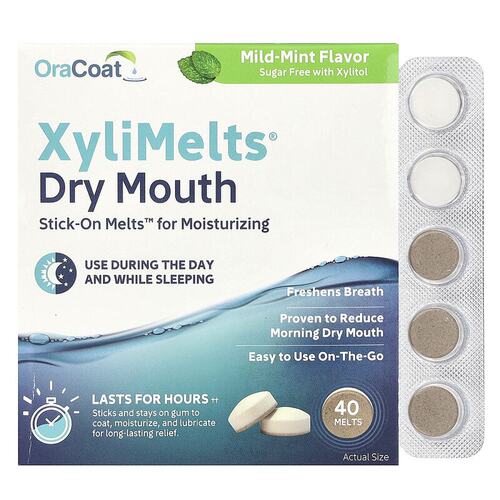 美国直邮Oracoat口干缓解片淡味薄荷味清新口气无糖木糖醇40片