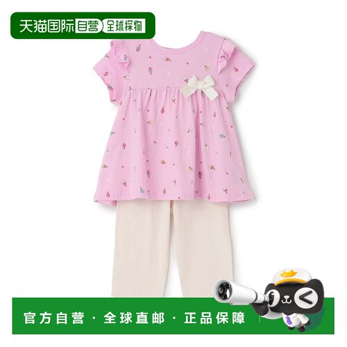 日本直邮petit main 女童睡衣 短袖 浅粉色