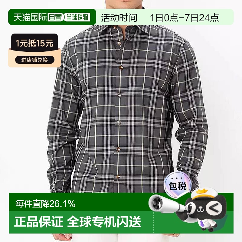 自营欧洲直邮Burberry博柏利 Vintage 格纹休闲单排扣长袖衬衫男