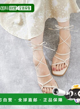 日本直邮Menue 缠绕式绑带平底凉鞋 ME8623BW01918厚底