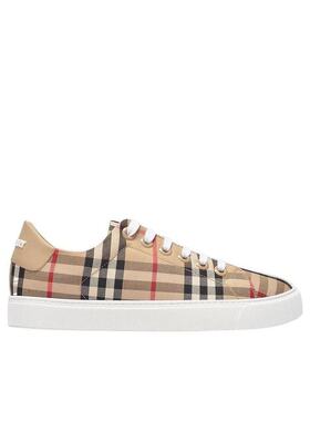 BURBERRY 女士运动鞋 80497771 CO 白色 格纹低帮休闲鞋