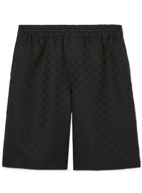 GUCCI 女士短裤 810782ZAM7G1000 AW2025 黑色 亚麻混纺短裤