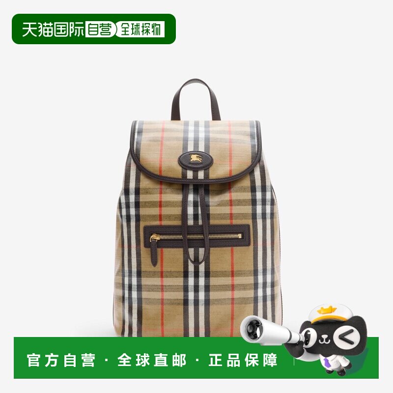 自营欧洲直邮Burberry博柏利 Highlands双肩包米色棉麻男女通用