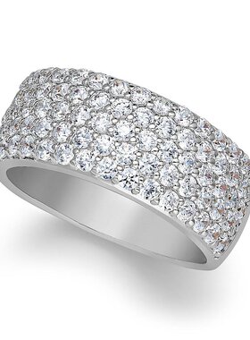 美国直邮Macy's|Arabella 纯银戒指，方晶锆石密镶戒指