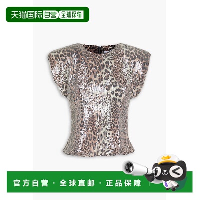 香港直邮GANNI 甘尼 女士 豹纹珠片针织上衣 T41823695943LEOPARD