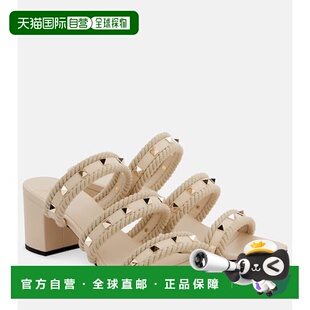 1h可退 香港直邮Valentino 华伦天奴 女士 Torchon 60 铆钉皮质凉