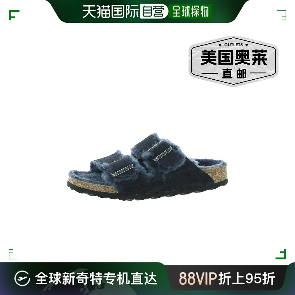 birkenstockArizona 剪羊毛女式软木扣鞋垫凉鞋 - 黑色 【美国奥 女鞋 时装凉鞋 原图主图