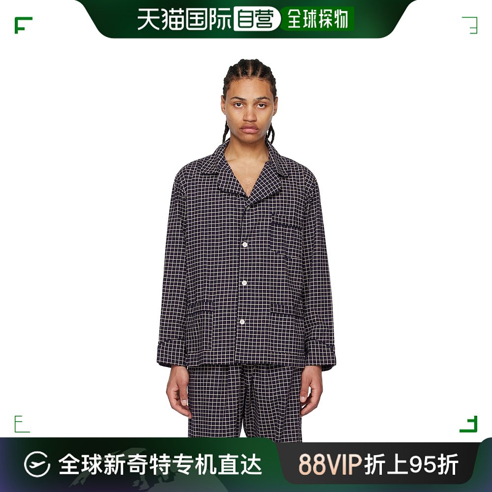 香港直邮潮奢 Bode男士海军蓝 Grid睡衣 MRS23SH015