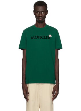 Moncler 盟可睐 男士 绿色植绒徽标 T 恤 J20918C000248390T