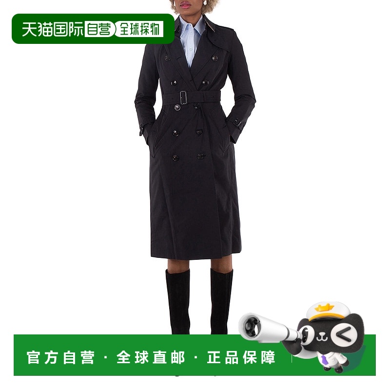 自营 Burberry修身长款切尔西风衣-午夜 美国奥莱直发博柏利