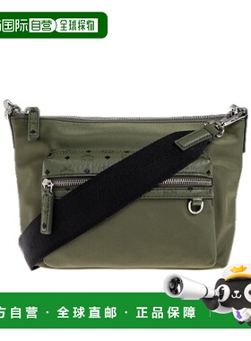 香港直邮MCM 男士斜挎包 MMRFATA02K8 AW2025 绿色 拉链单肩包