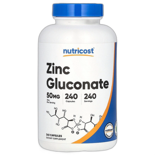 香港直邮Nutricost,葡萄糖酸锌，50 毫克，240 粒胶囊