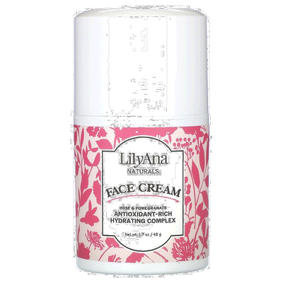 香港直邮Lilyana Naturals,面霜，玫瑰和石榴，1.7 盎司（48 克）