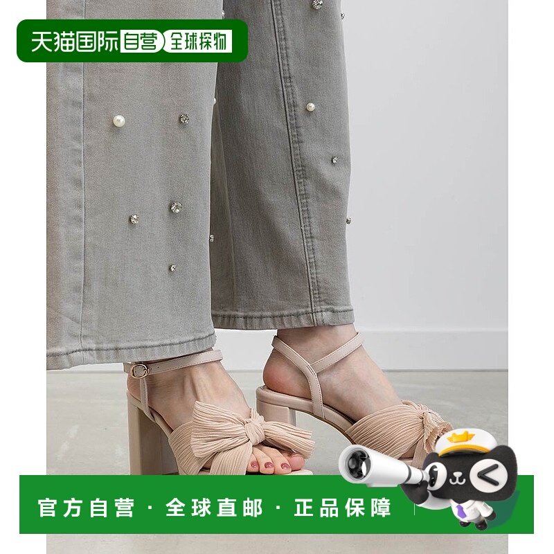 日本直邮Randa 褶皱丝带设计高跟凉鞋 RA041BW016475 黑色单鞋