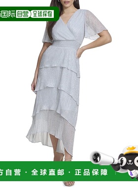 自营 Kensie 闪光针织中长连衣裙 - 银色 美国奥莱直发