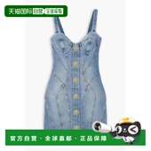 香港直邮潮奢 纽扣短款 Balmain 1h可退 巴尔曼 女士 牛仔连衣裙