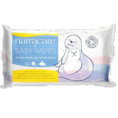香港直发Natracare耐卡婴儿湿巾含洋甘菊甜杏仁油温和50片清洁