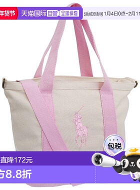日本直邮Ralph Lauren 女士两用托特包棉质白色和粉色9AR023W2QRA
