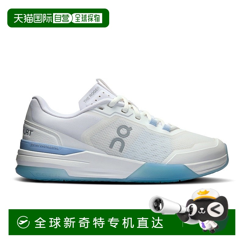 欧洲直邮On昂跑 THE ROGER系列女士白色/钱布雷蓝再生聚酯纤维log