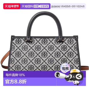 香港直邮TORY BURCH汤丽柏琦T MONOGRAM女士托特包印花复古织物