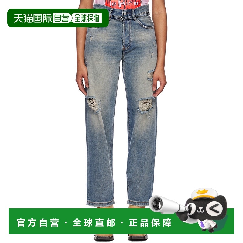 1h可退 香港直邮潮奢 Acne Studios 艾克妮 女士 蓝色做旧牛仔裤