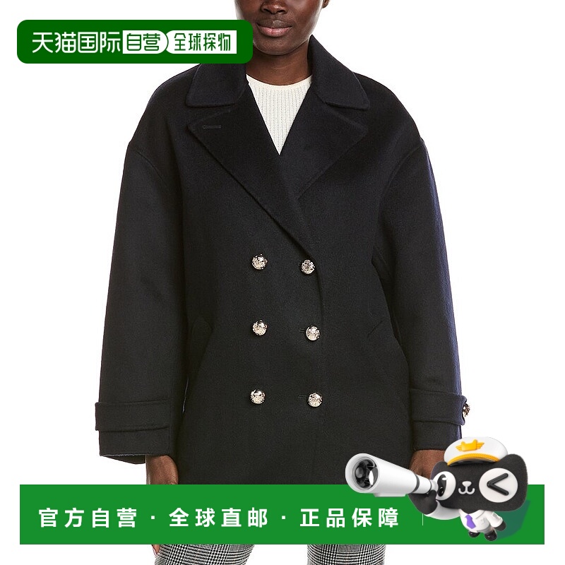 自营sandro桑德罗羊毛大衣-黑色 美国奥莱直发