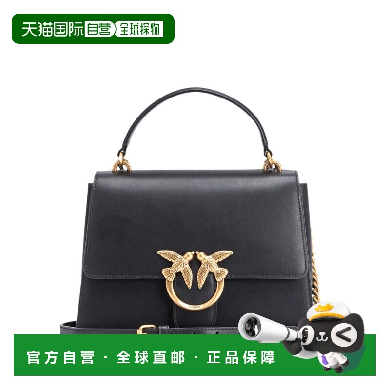 自营pinko结构化牛皮托特包，搭配鸟扣细节-黑色 美国奥莱直发图片