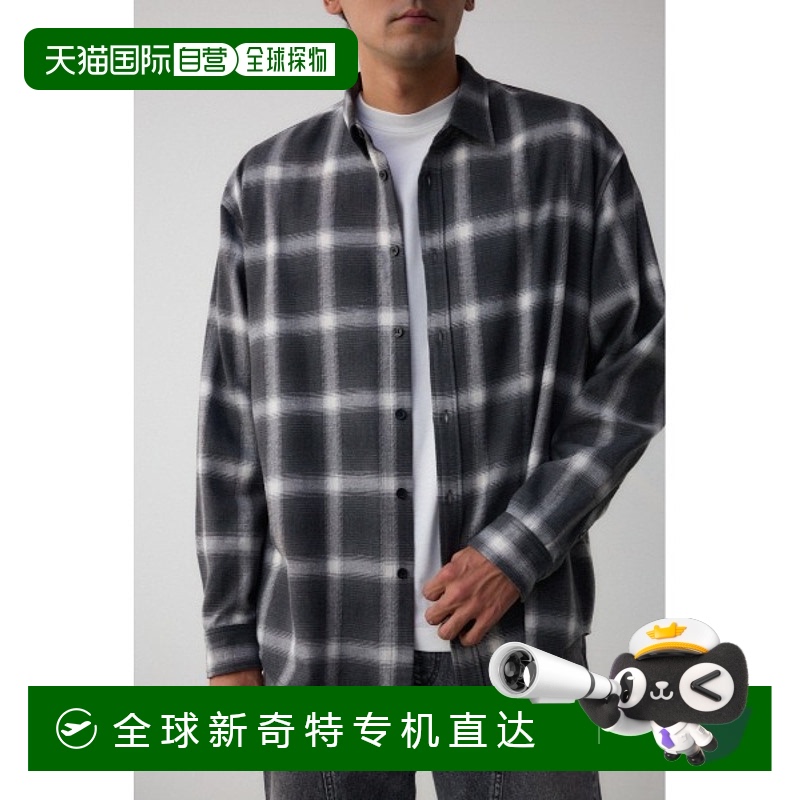 1h可退 日本直邮AZUL BY MOUSSY 男士春季法兰绒格纹衬衫 251ISB3