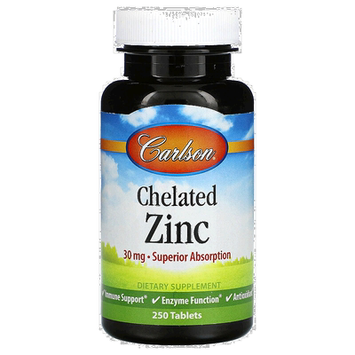 香港直发Carlson Labs康一生螯合锌膳食补充剂无麸质250片植物