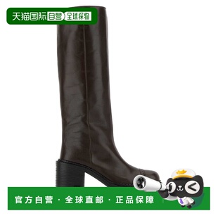 香港直邮Miu 巧克力色皮质靴子 Miu 女士 5W493EF075 缪缪 1h可退