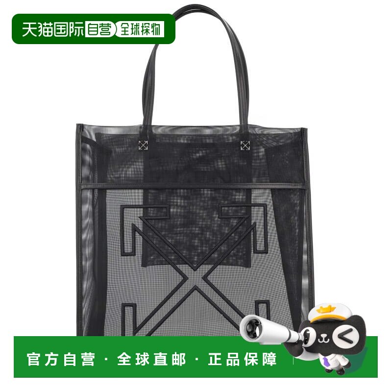 自营off-white黑市网状箭头托特包-黑色 美国奥莱直发单肩包图片