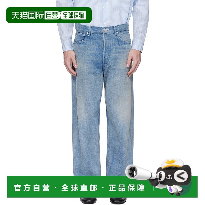 1h可退 香港直邮AURALEE 男士 蓝色 Selvedge Faded Light Wide