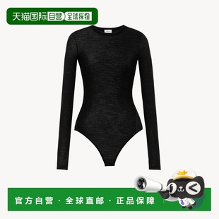 自营欧洲直邮YSL圣罗兰 女士黑色羊毛圆领紧身衣