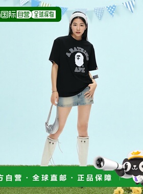 1h可退 日本直邮A BATHING APE 男女同款 棉质宽松短袖T恤 手绘学