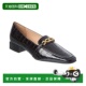 Tom 美国奥莱直发女鞋 Ford 自营 Croc压花皮革乐福鞋 黑色 单鞋
