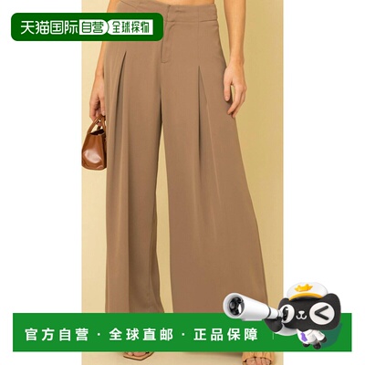 自营 gilli女士棕色褶皱裤 - 棕色 美国奥莱直发阔腿裤女裤西装裤