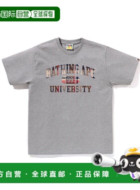 1h可退 日本直邮A BATHING APE 男女同款 BAPE CHECK 大学标志短T