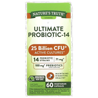 香港直发Nature'S Truth益生菌膳食补充剂无麸质瓶装60粒