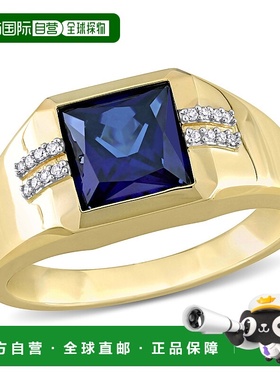 自营 10k 金 Mimi & Max 3 克拉 TGW 方形人造蓝宝石和钻石点缀男