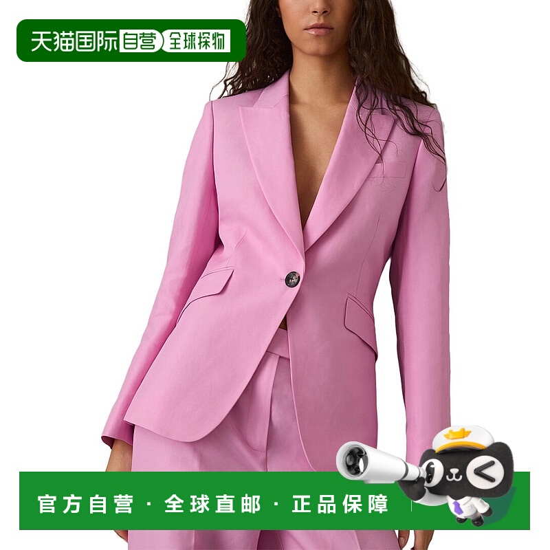 自营Reiss Raine Linen-Blend Formal Jacket - pink 美国奥莱直