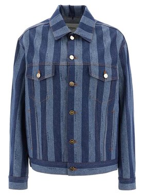 FENDI 女士西服 FLF789AS8JF0QB0 SS2024 灰色 条纹长袖牛仔外套