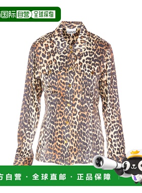 香港直邮GANNI 女士衬衫 W0321943 SS2025 浅棕色 Long sleeve sh