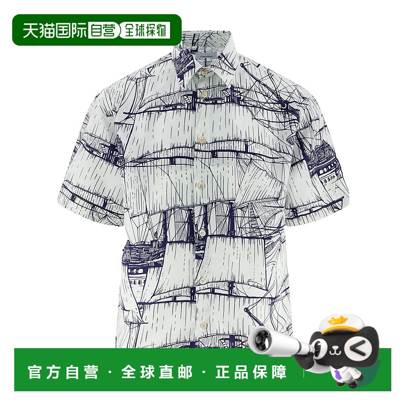 香港直邮Salvatore Ferragamo 印花短袖衬衫 144092菲拉格慕