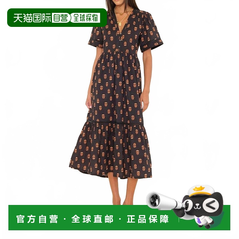 自营xirenaGoldin Midi Dress In Wheat Stamp - wheat stamp 美