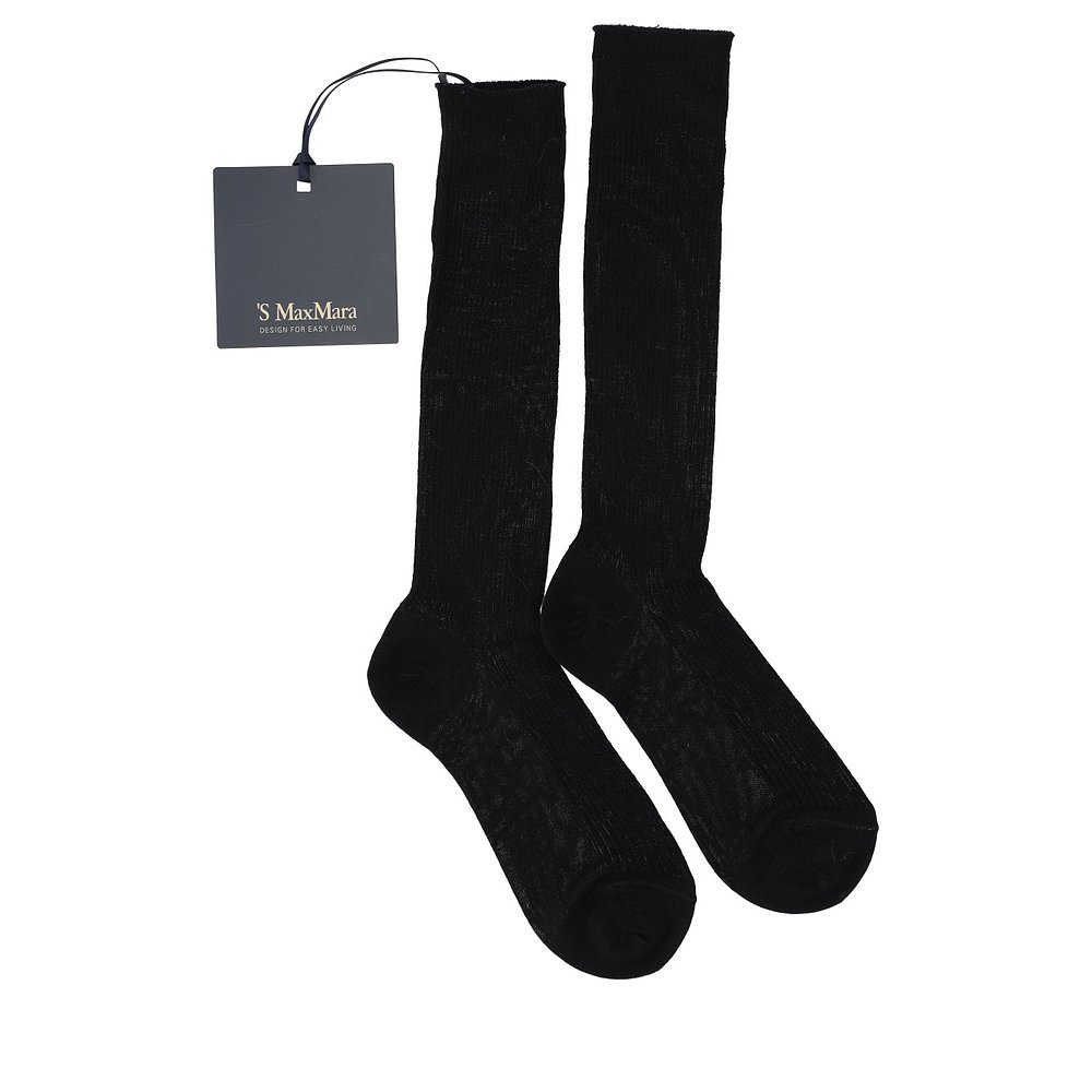 MAX MARA 女士袜子 9556014306003 黑色 徽标袜子